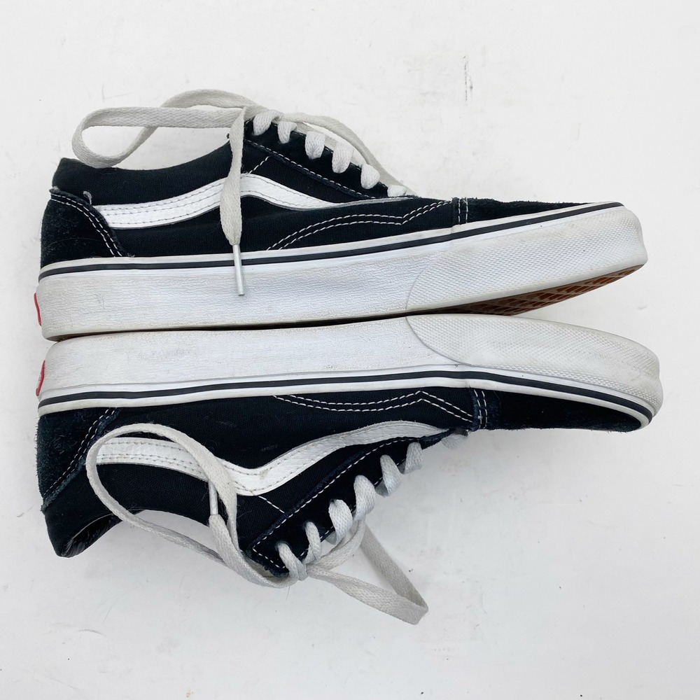 Vans Old Skool Black‎ White Suede Canvas Low Top Skate Shoes Mens 6.5 Womens 8 - Picture 3 of 8